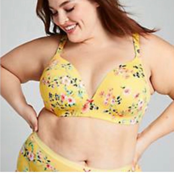 Cacique Simply Wire Free Plunge Bra Floral - Picture 2 of 13